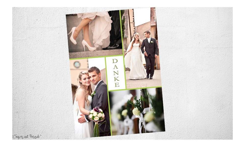Dankeskarten Hochzeit mit vielen Fotos individuell