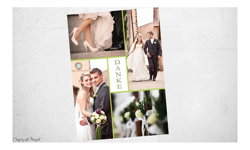 Dankeskarten Hochzeit mit vielen Fotos individuell