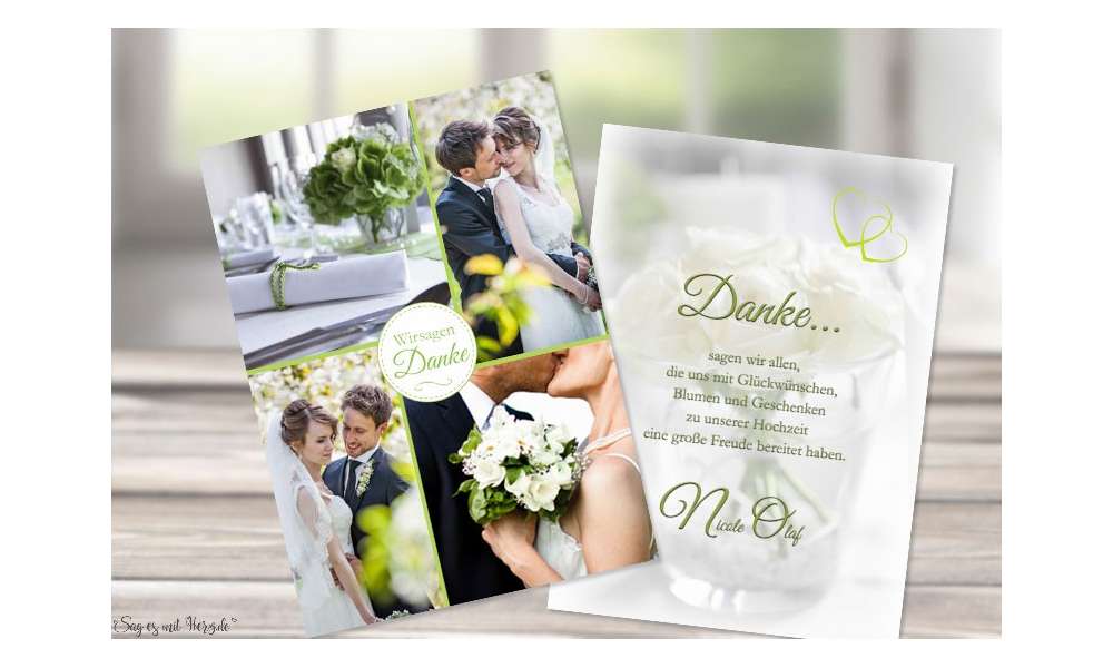 Dankeskarten Hochzeit mit vielen Fotos individuell