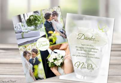 Dankeskarten Hochzeit mit vielen Fotos individuell