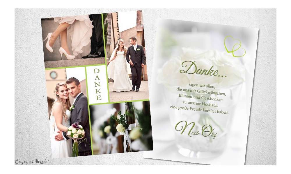 Dankeskarten Hochzeit mit vielen Fotos individuell