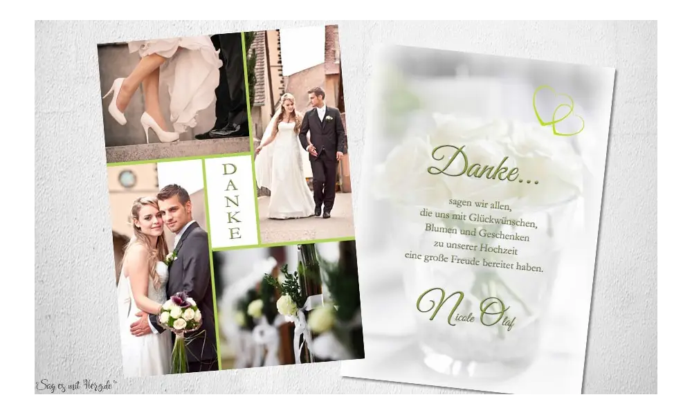 Dankeskarten Hochzeit mit vielen Fotos individuell