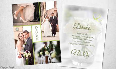 Dankeskarten Hochzeit mit vielen Fotos individuell