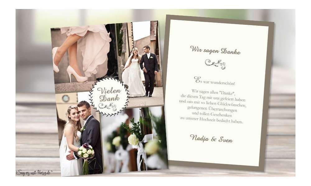 Dankeskarten Hochzeit mit vielen Fotos individuell