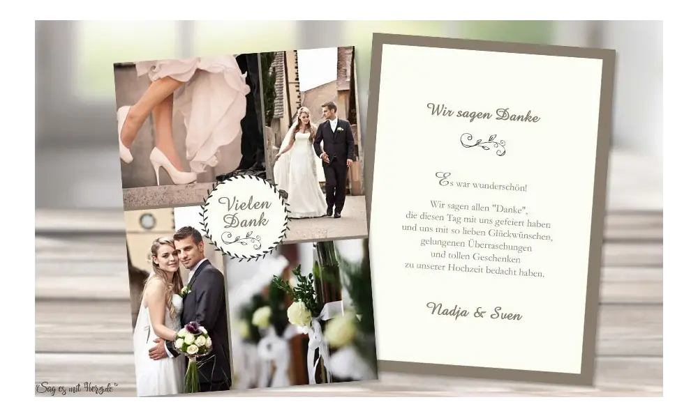 Dankeskarten Hochzeit mit vielen Fotos individuell