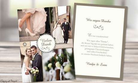 Dankeskarten Hochzeit mit vielen Fotos individuell