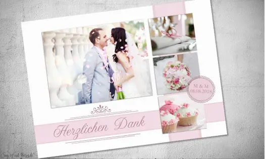 Danksagung Hochzeit Fotostreifen