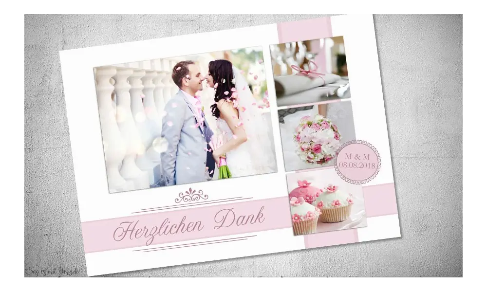 Danksagung Hochzeit Fotostreifen