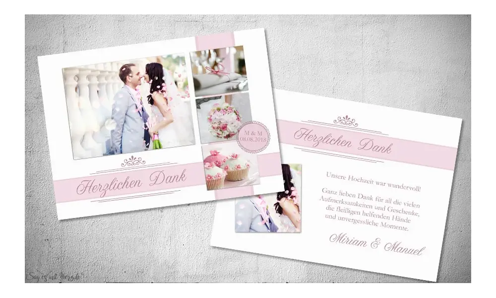 Danksagung Hochzeit Fotostreifen