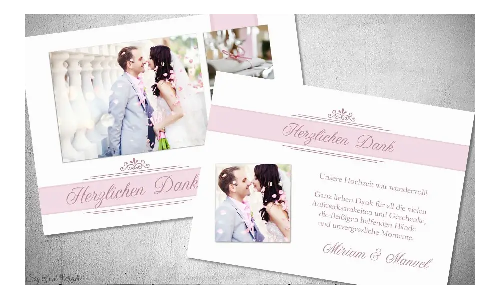 Danksagung Hochzeit Fotostreifen