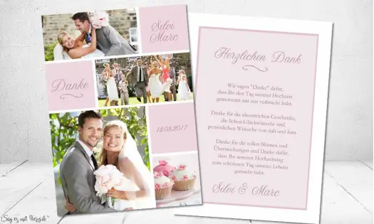 Dankeskarten Hochzeit modern