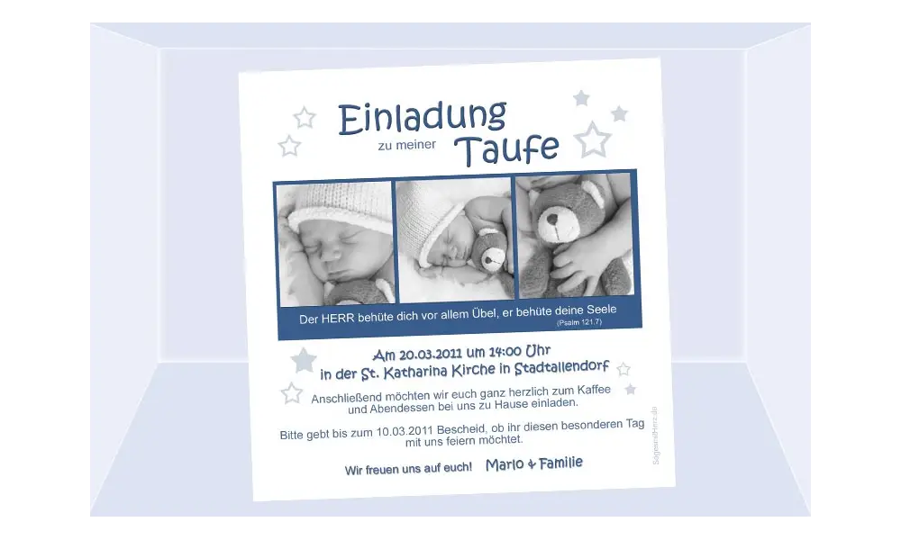 Einladung Taufe "Stern", Taufeinladung, Fotokarte 12,5x12,5 cm, braun