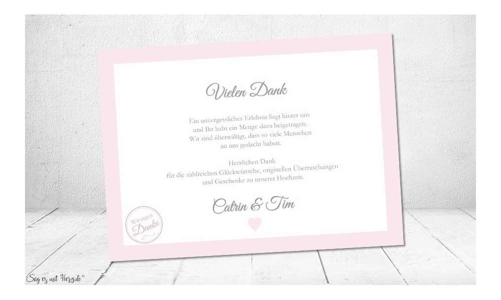 Danksagung Hochzeit Fotokarte rosa
