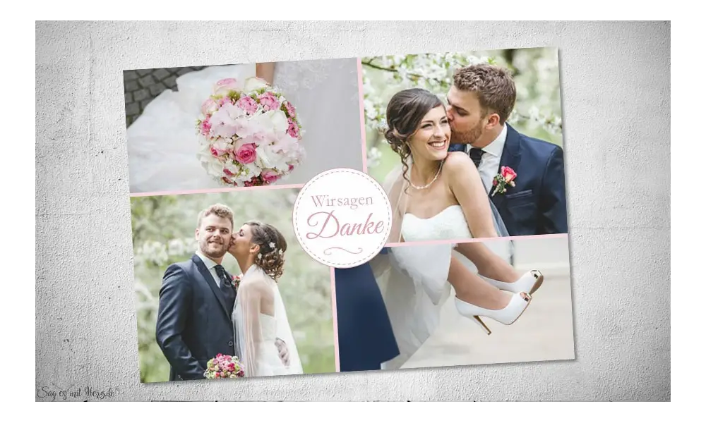 Danksagung Hochzeit Fotocollage