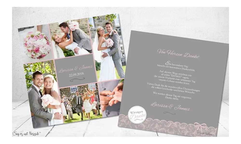 Danksagungskarten Hochzeit quadratisch