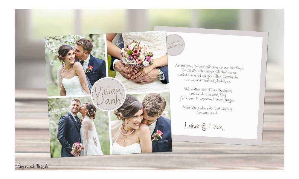 Dankeskarte Hochzeit taupe