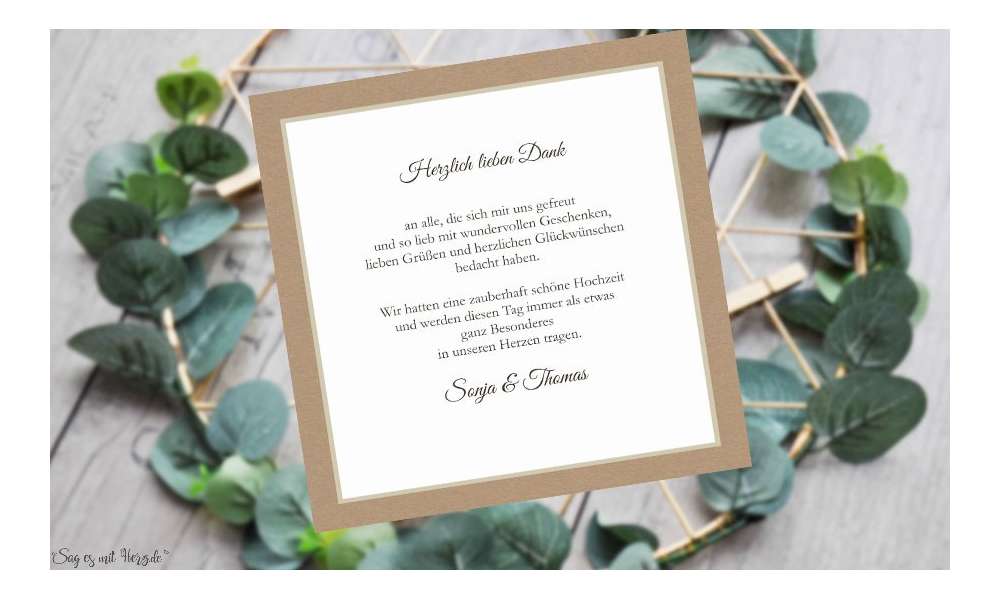 Dankeskarten Hochzeit quadratisch Vintage