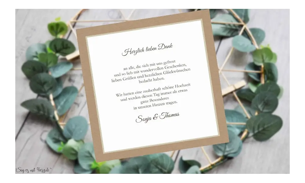 Dankeskarten Hochzeit quadratisch Vintage