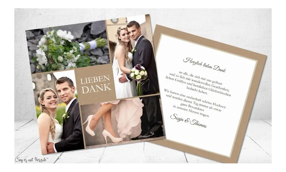 Dankeskarten Hochzeit quadratisch Vintage