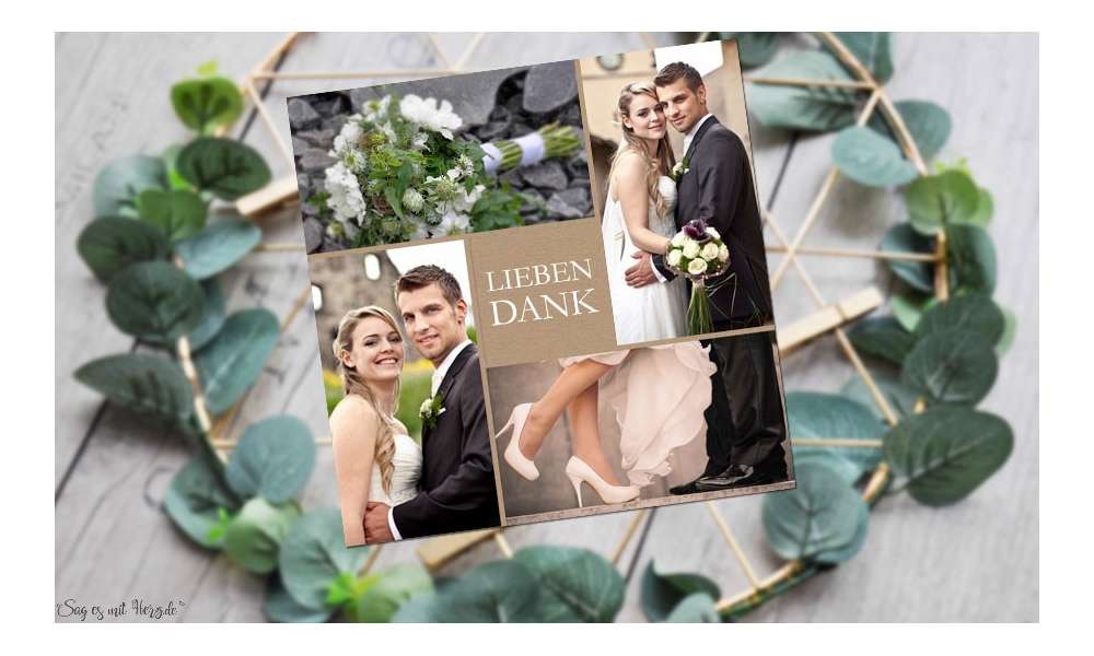 Dankeskarten Hochzeit quadratisch Vintage