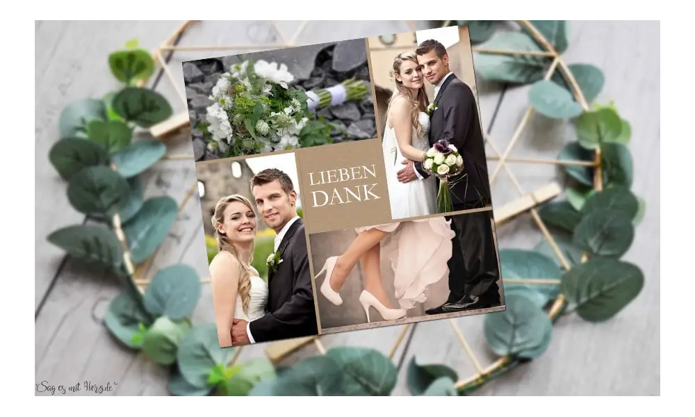 Dankeskarten Hochzeit quadratisch Vintage