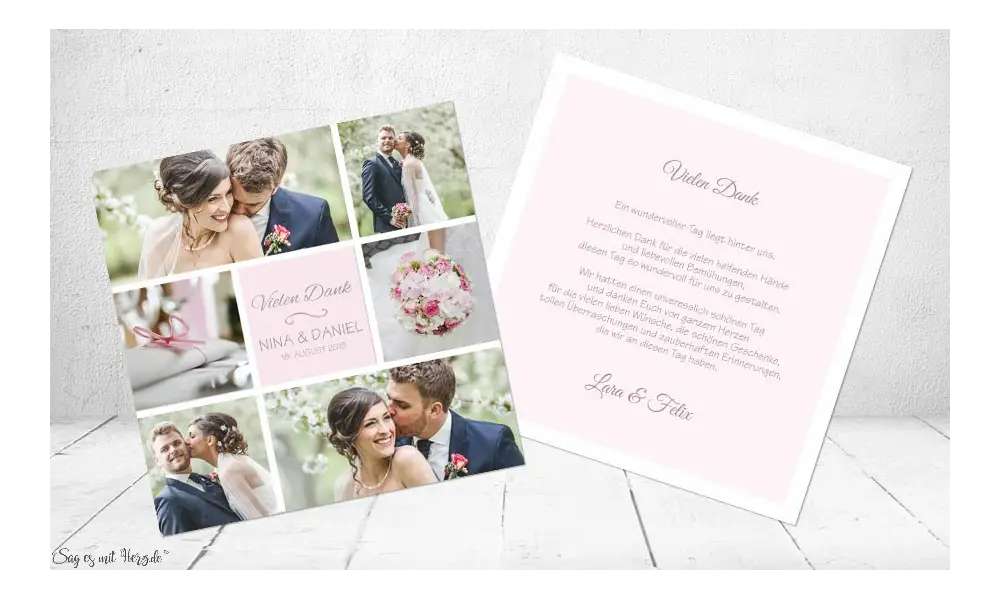 Dankeskarten Hochzeit individuell gesalten