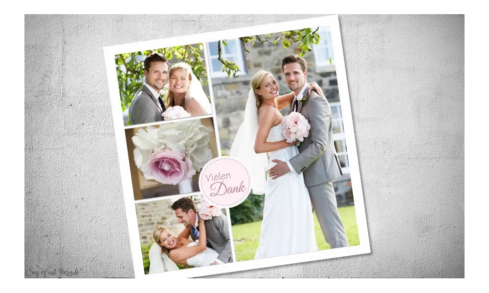 Danksagung Hochzeit viele Fotos