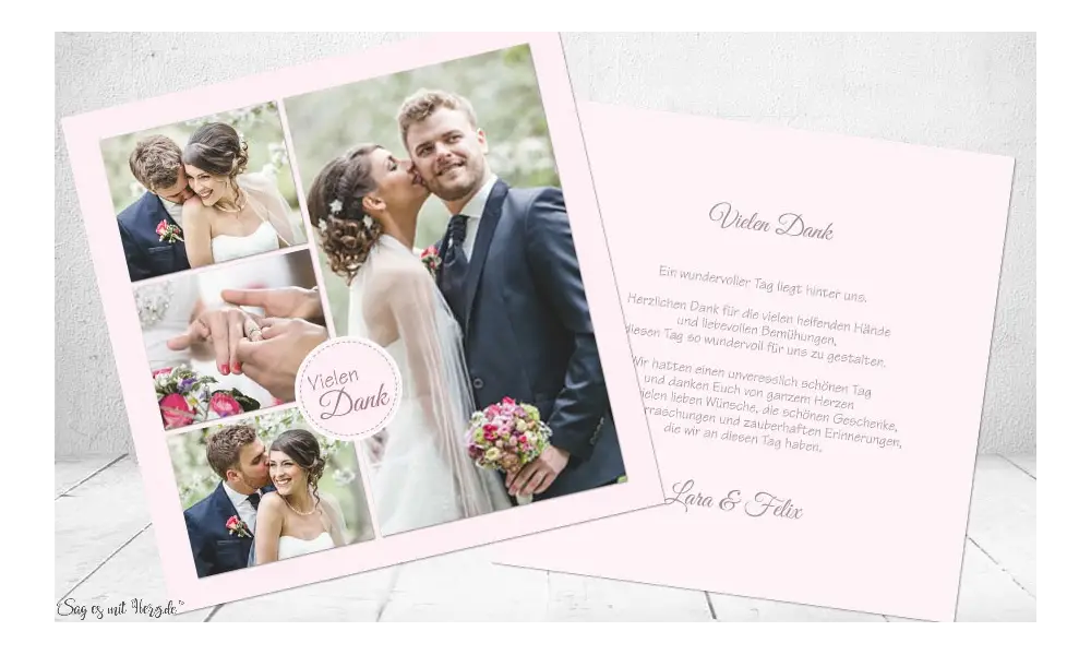 Danksagung Hochzeit viele Fotos