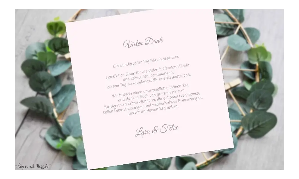 Danksagung Hochzeit Foto rosa