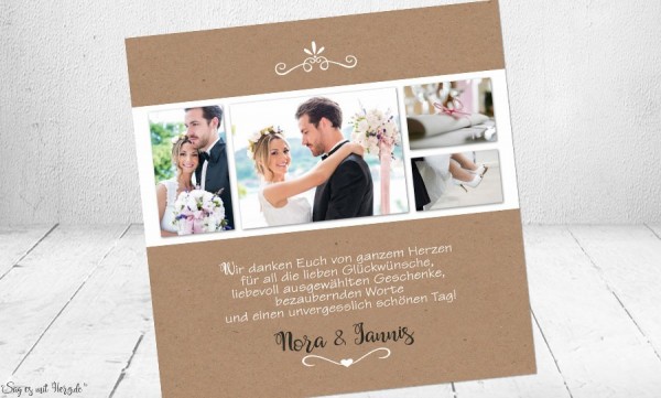 Danksagung Hochzeit Kraftpapier Collage