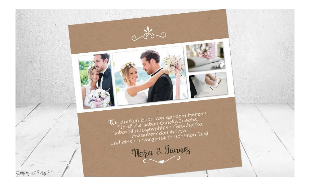 Danksagung Hochzeit Kraftpapier Collage