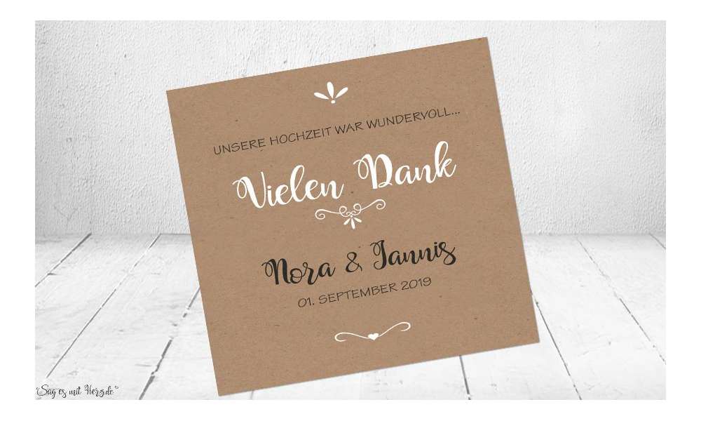 Danksagung Hochzeit Kraftpapier Collage