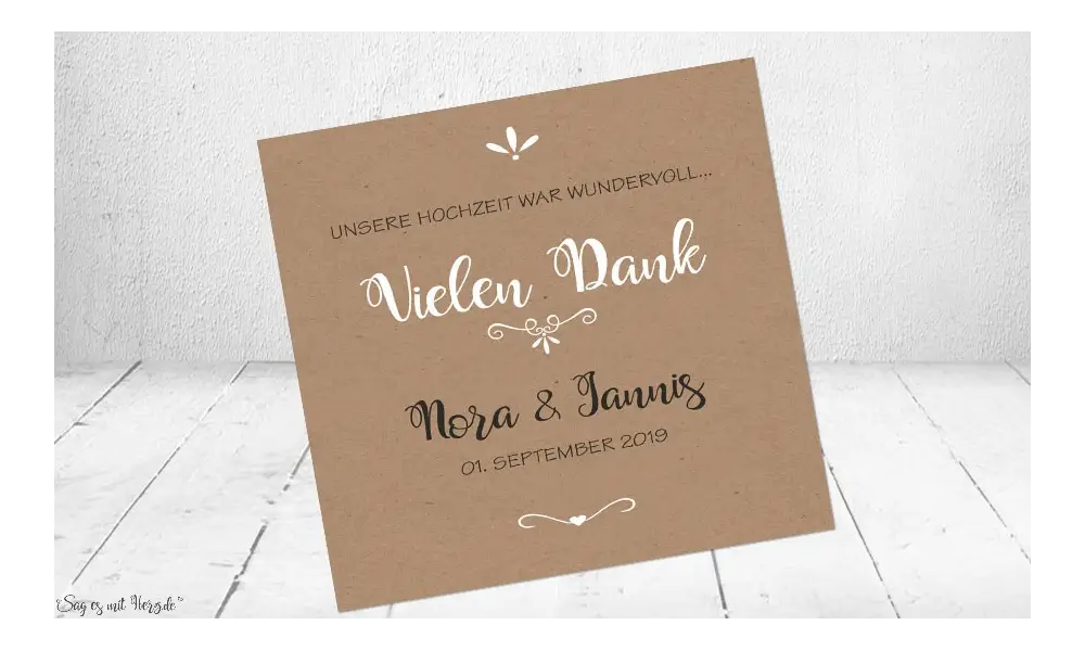 Danksagung Hochzeit Kraftpapier Collage