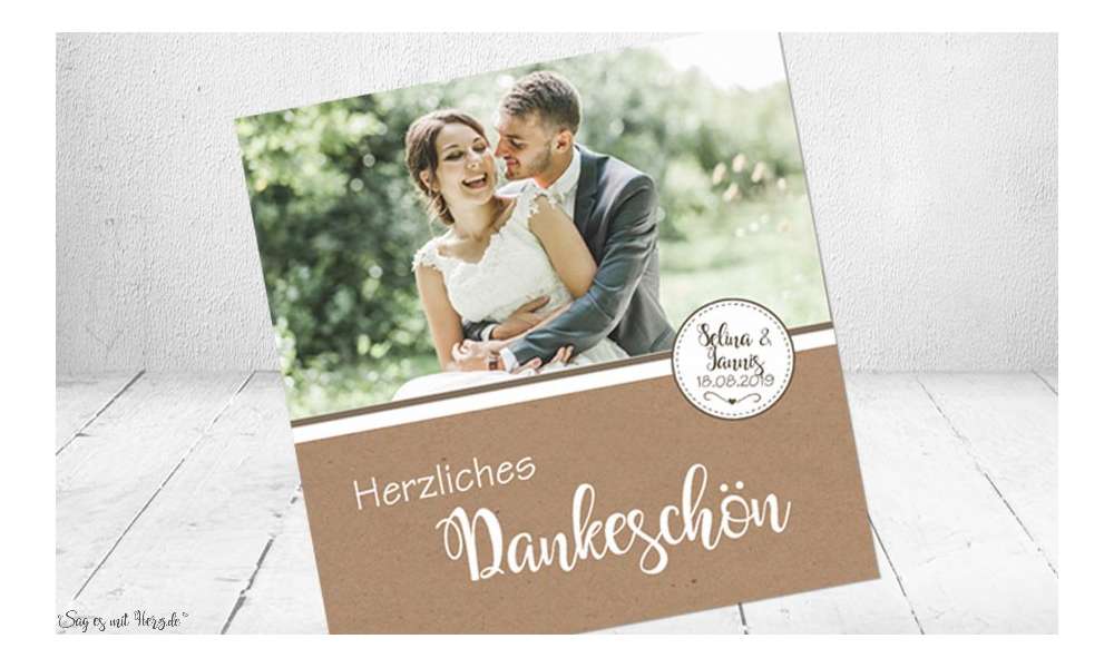 Danksagungskarte Hochzeit Kraftpapier schlicht