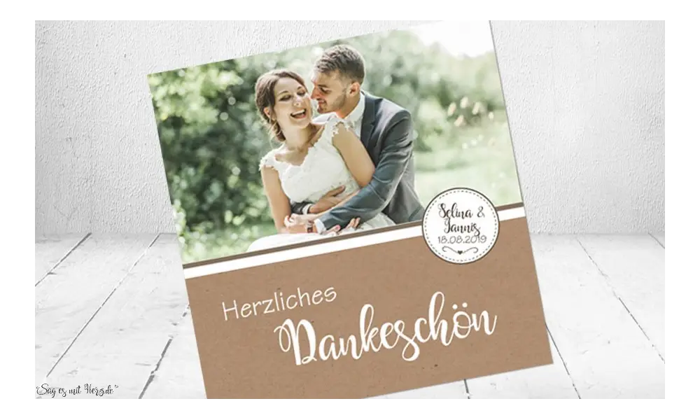 Danksagungskarte Hochzeit Kraftpapier schlicht