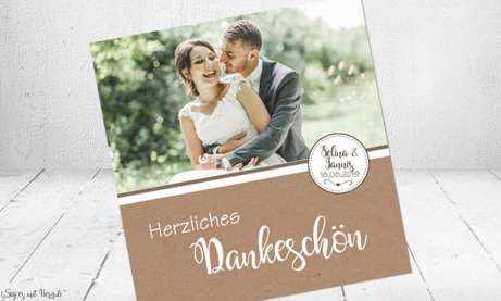 Danksagungskarte Hochzeit Kraftpapier schlicht
