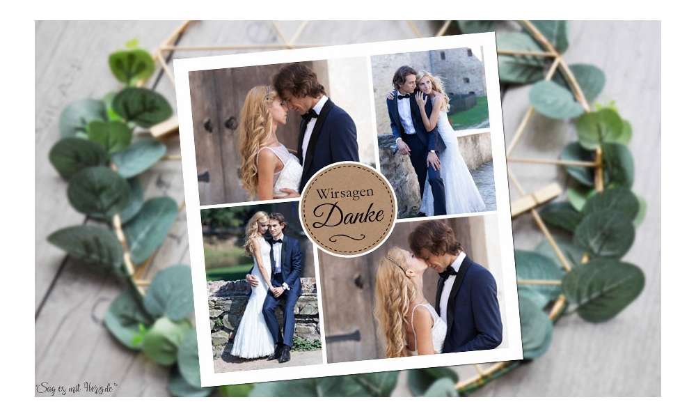 Dankeskarte Hochzeit mit mehreren Fotos