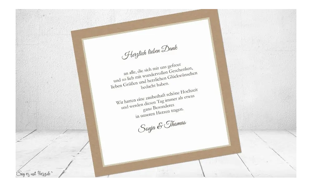 Danksagung Hochzeit Kraftpapier Vintage
