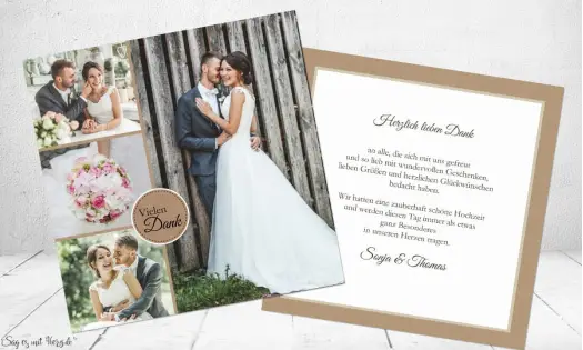 Danksagung Hochzeit Kraftpapier Vintage