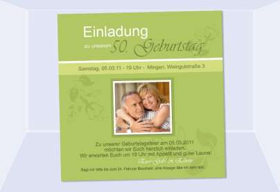 Einladung 50. Geburtstag, Fotokarte 12,5x12,5 cm, grün