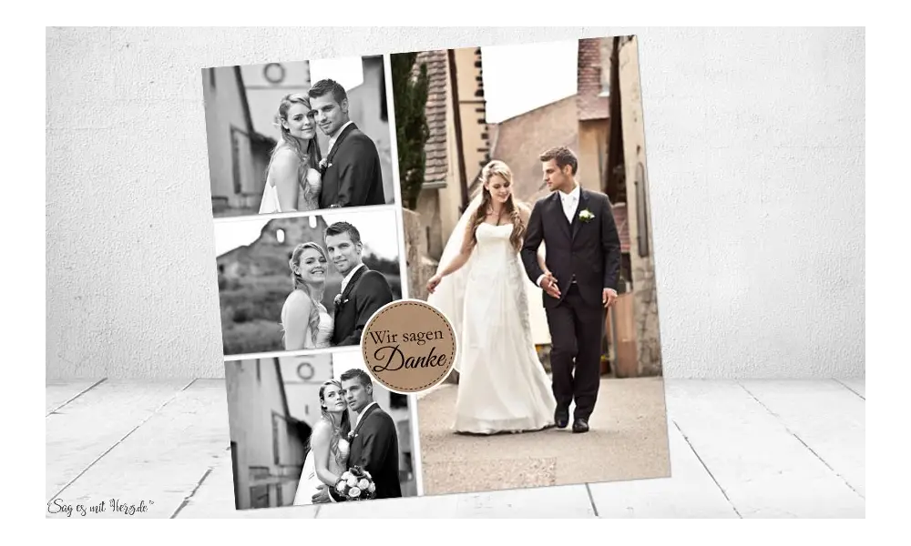 Danksagungskarte Hochzeit Kraftpapier rustikal