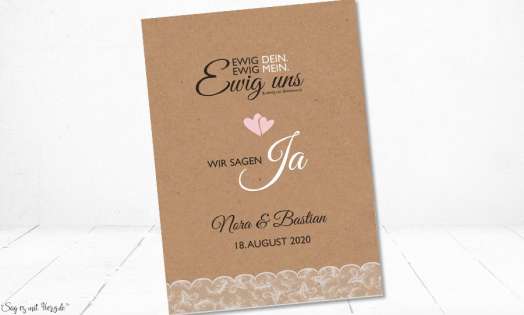 Einladungskarten Hochzeit Vintage Kraftpapier