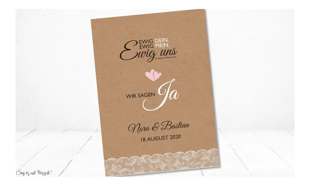 Einladungskarten Hochzeit Vintage Kraftpapier