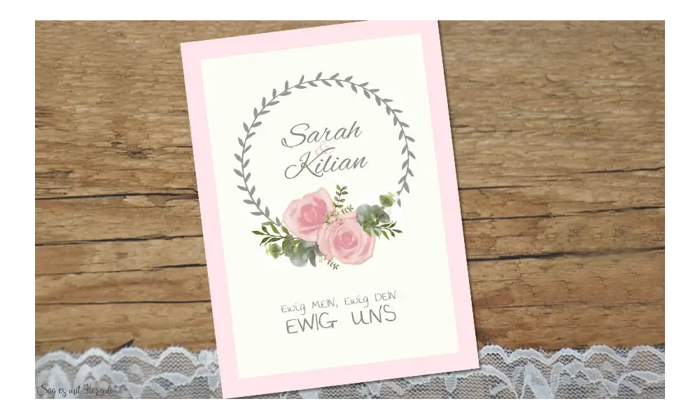 Einladungskarten Hochzeit Blumenkranz
