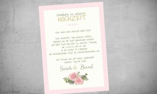 Einladung Hochzeit foral mit gold