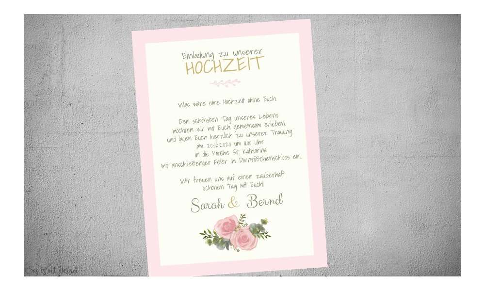 Einladung Hochzeit foral mit gold