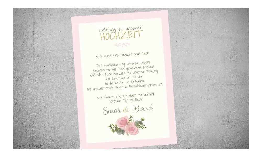 Einladung Hochzeit foral mit gold
