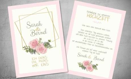 Einladung Hochzeit foral mit gold