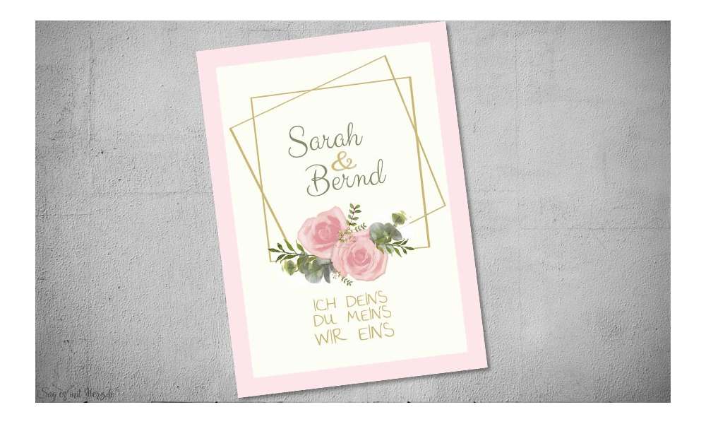 Einladung Hochzeit foral mit gold