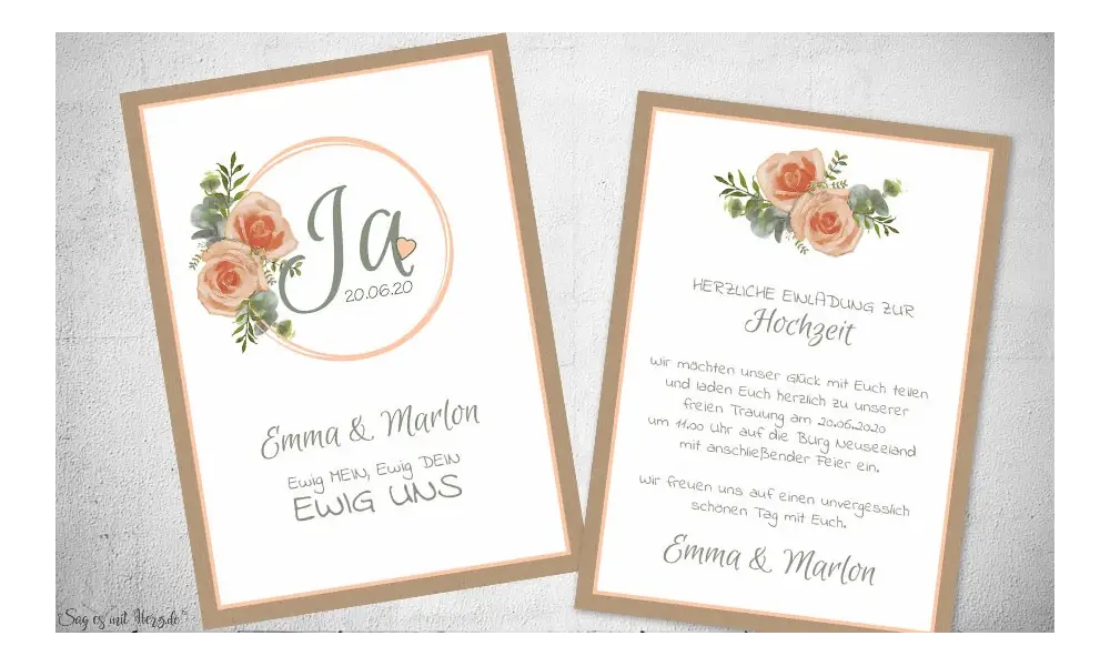 Einladungskarten Hochzeit Vintage boho